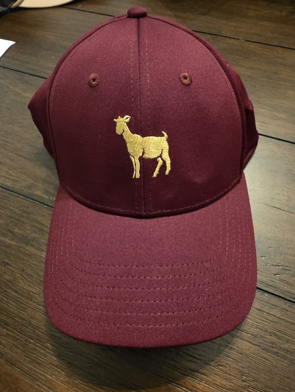 TPC Maroon Baseball Cap with Gold Goat Embroidery